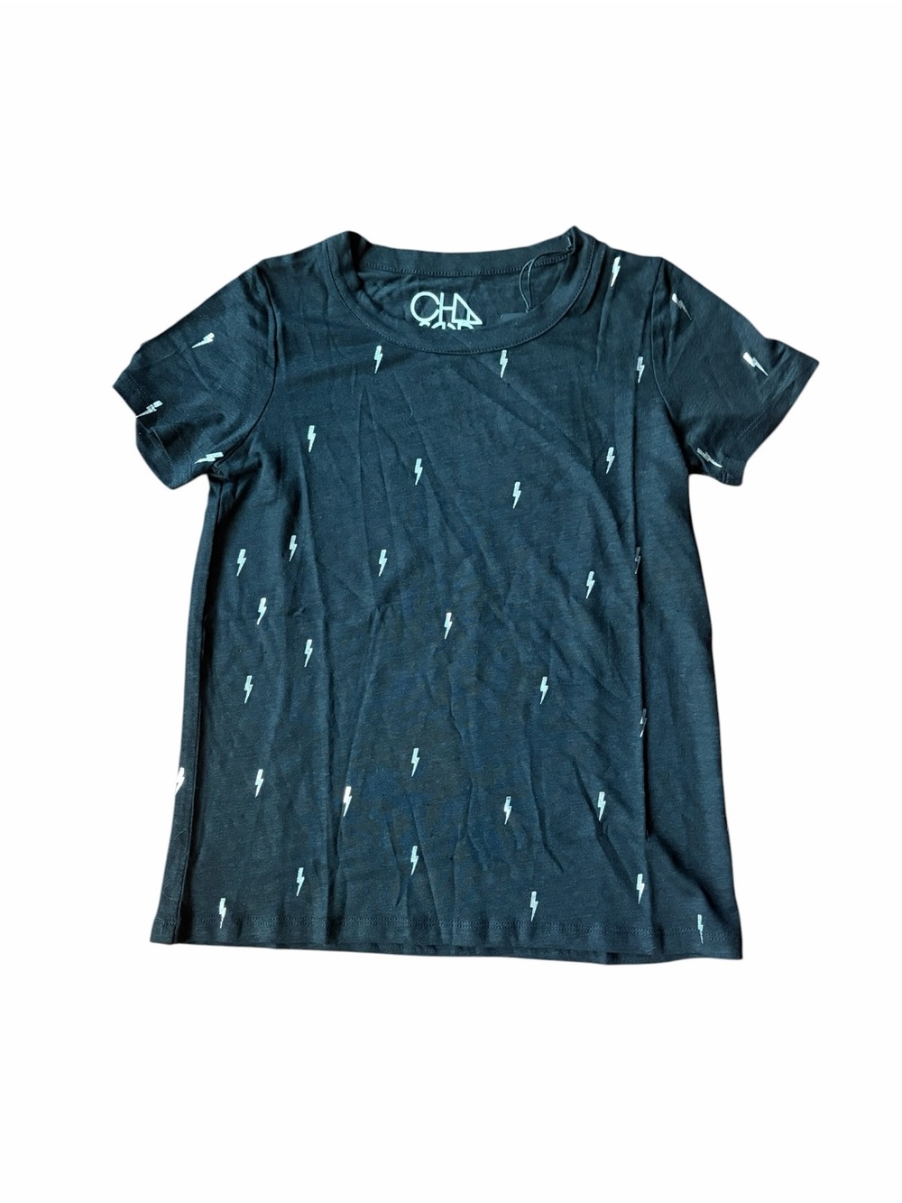 Chaser Lightning Bolt Print Short Sleeve Graphic Tee Vintage Black XS NWT